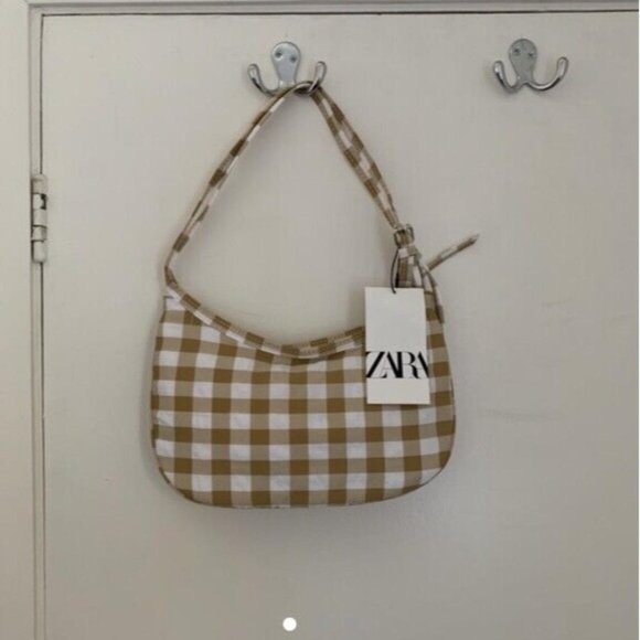 Zara Handbags - Check Zara white and cream / brown shoulder bag